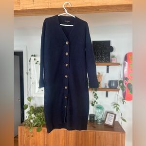 ✨ Massimo Dutti Button-Front Knit Dress | Wool Cashmere Blend